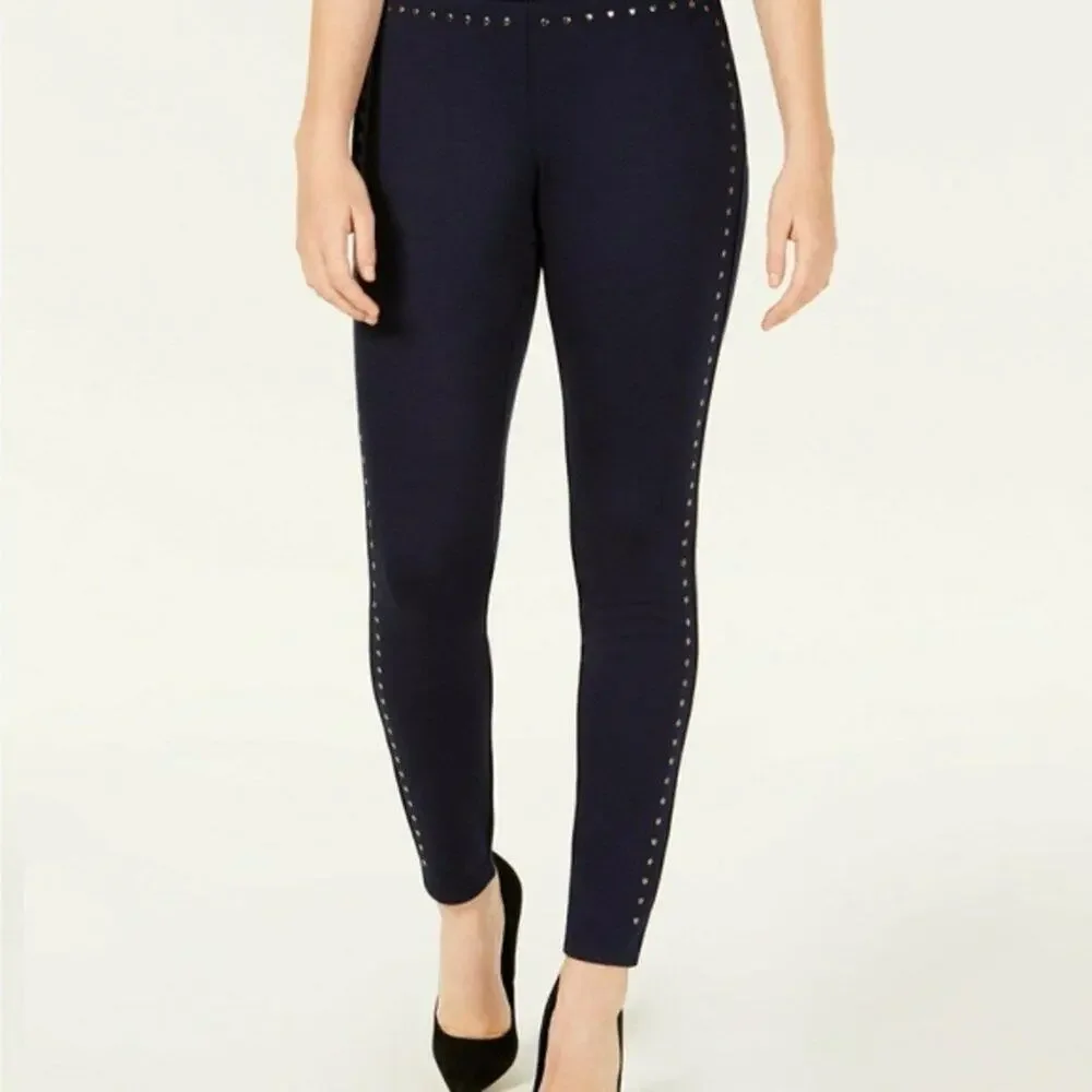 NWT Ultra Flirt By Ikeddi Stud-Trimmed Leggings Black
